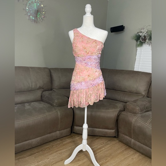 💕HOT💕NWT LoveShackFancy Zietta One Shoulder Dress in Dusty Amethyst Sz 10 - Picture 5 of 16